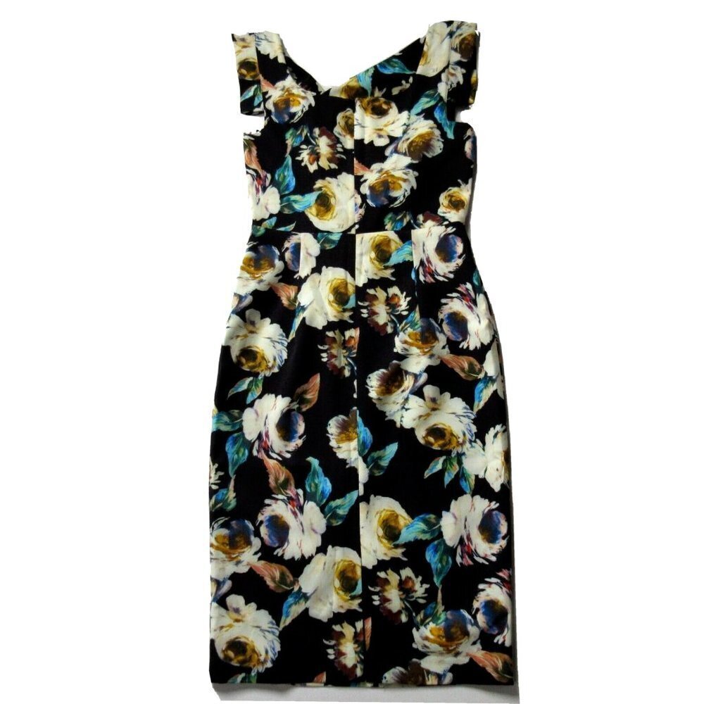 NWT Black Halo Jackie O in Black Holographic Floral Stretch Sheath Dress 2 - Picture 6 of 6